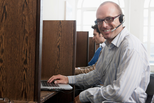 Portrait of call a call center operator
